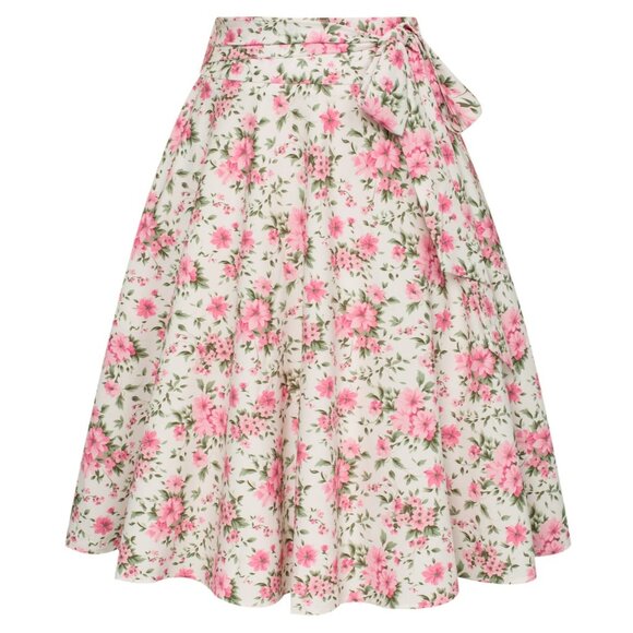 Belle Pogue Dresses & Skirts - Floral Midi Skirt XL Cottagecore Coquette Tie Waist Boho Vintage Style